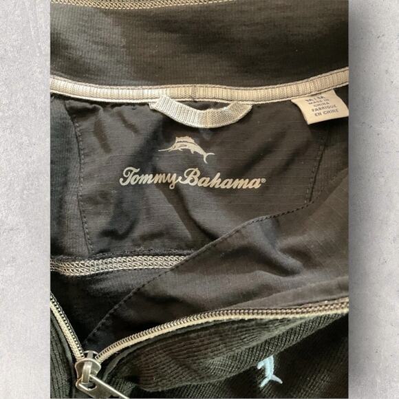 Tommy Bahama Men’s M Half Zip Sweater Black Pullover Contrast Stitching Fall - Picture 6 of 10